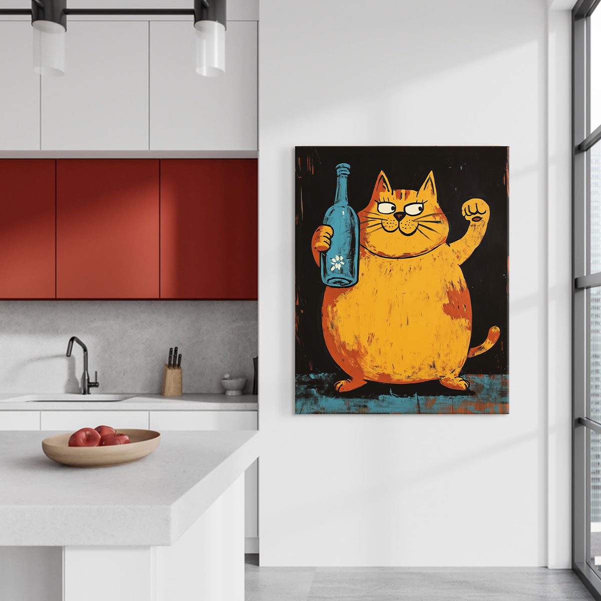 Drunk Fat Cat Modern Wall Artwork