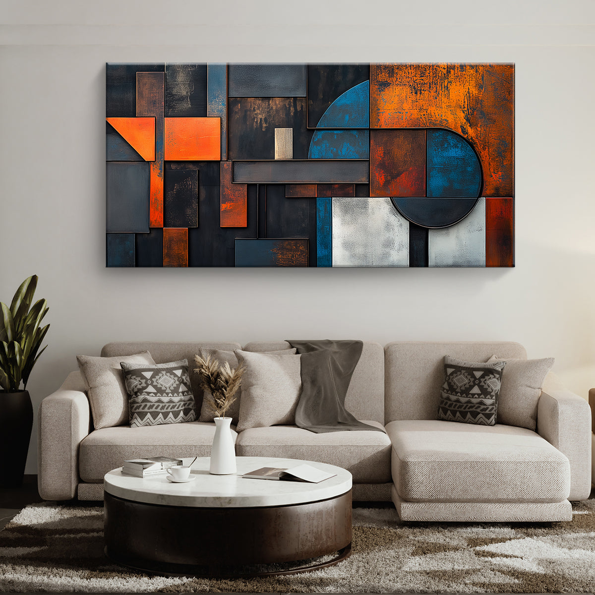 Vibrant Textured Abstract Canvas Wall Art for Living Room