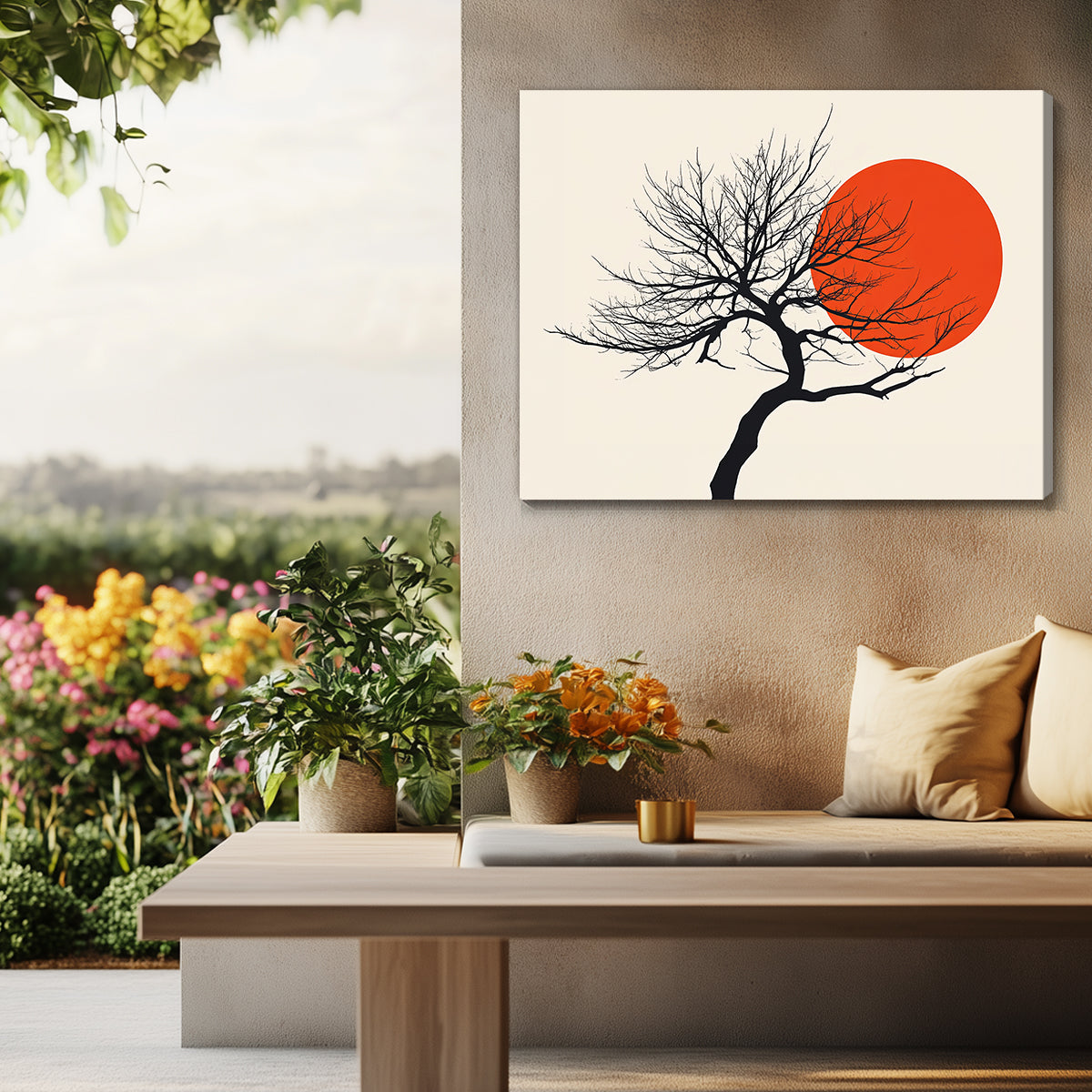 Sunset Serenity Vintage Abstract Landscape Art