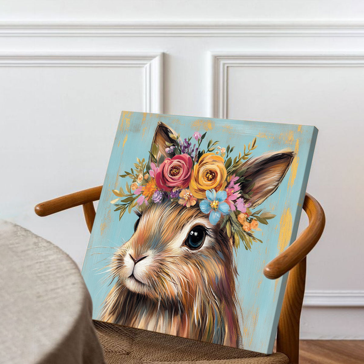 Cute Rabbit Animal Oil Painting Canvas Wall Art