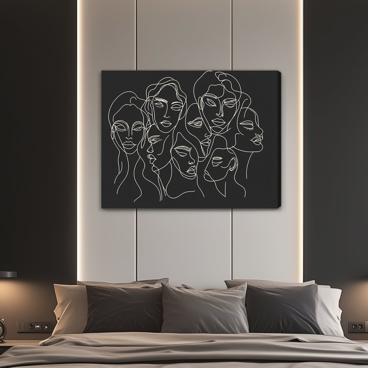 Faces Of Femininity Black Minimalist Abstract Artwork