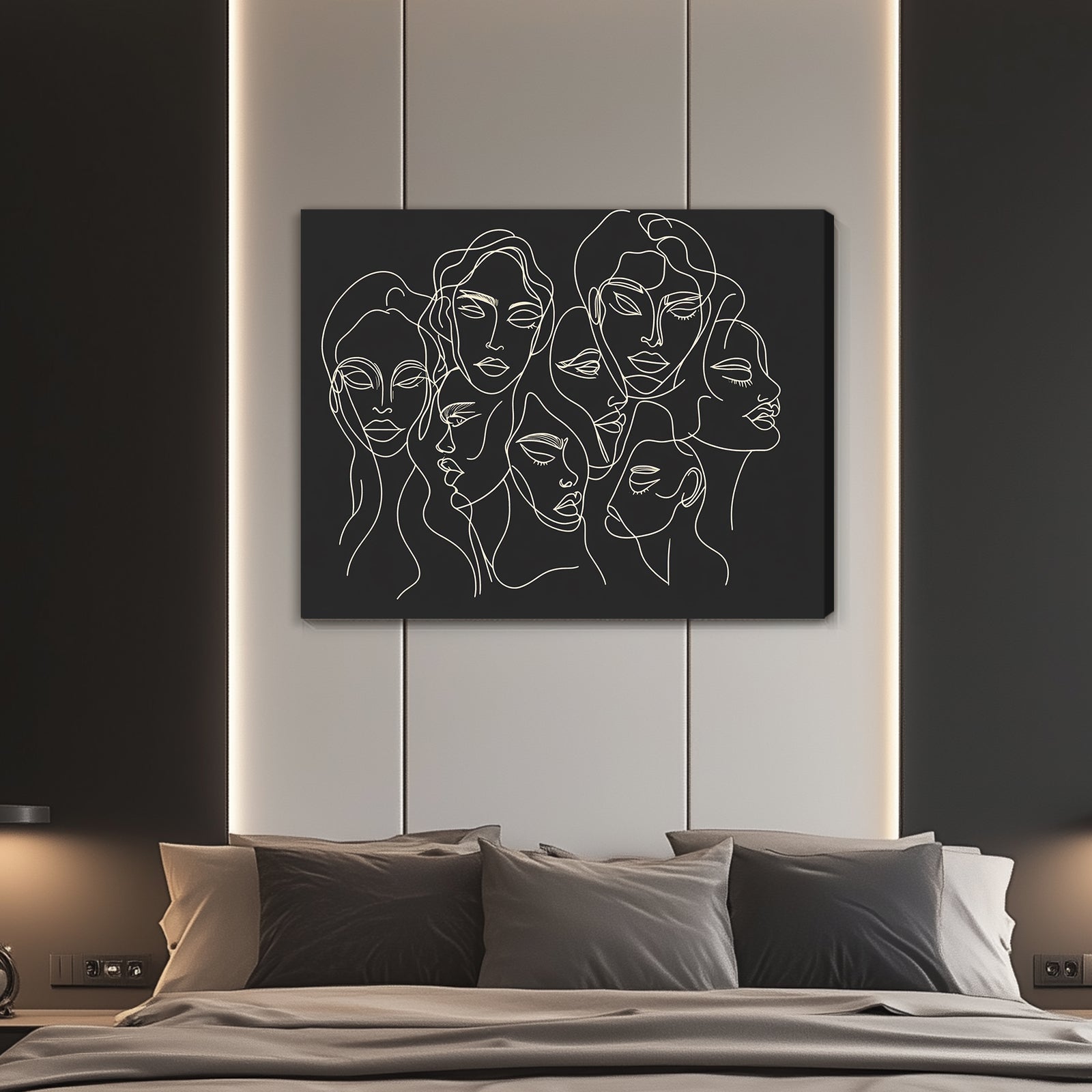 Faces Of Femininity Black Minimalist Abstract Artwork