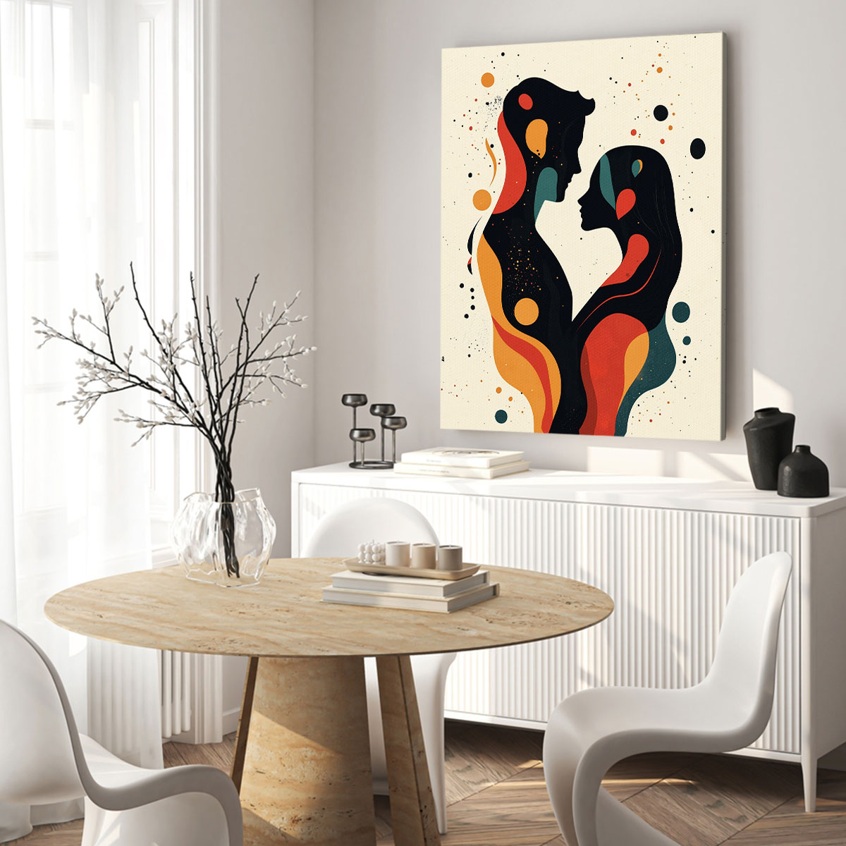 Abstract Lovers Silhouette Canvas Wall Art Print