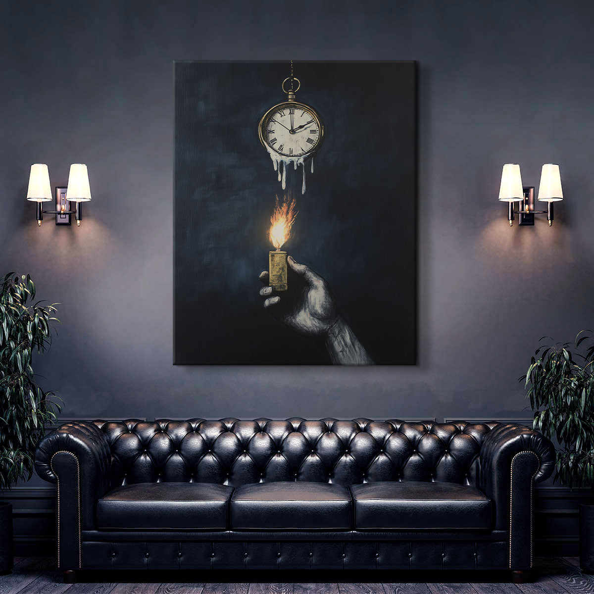 Clock Surreal Mixed-Media Canvas Wall Art