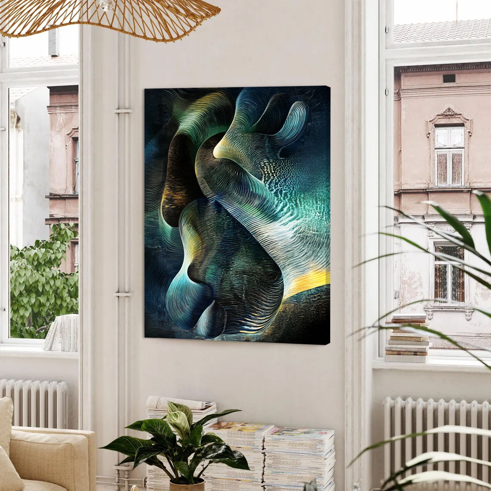 Fluid Motion Contemporary Abstract Canvas Wall Art for Living Room
