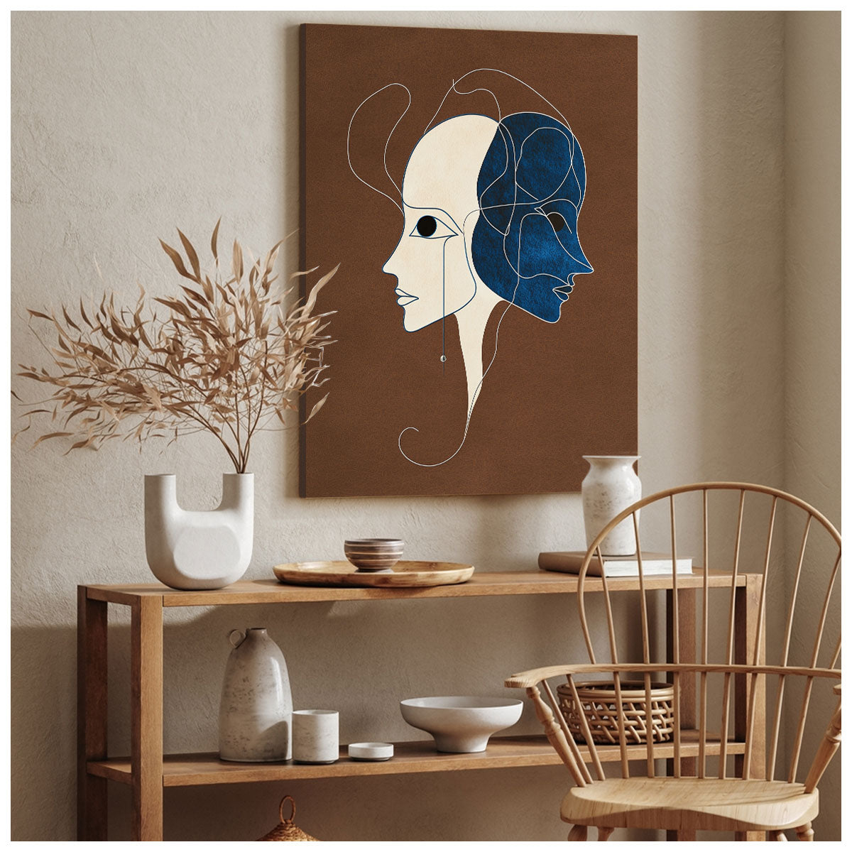 Two Face Abstract Minimalist Canvas Wall Art