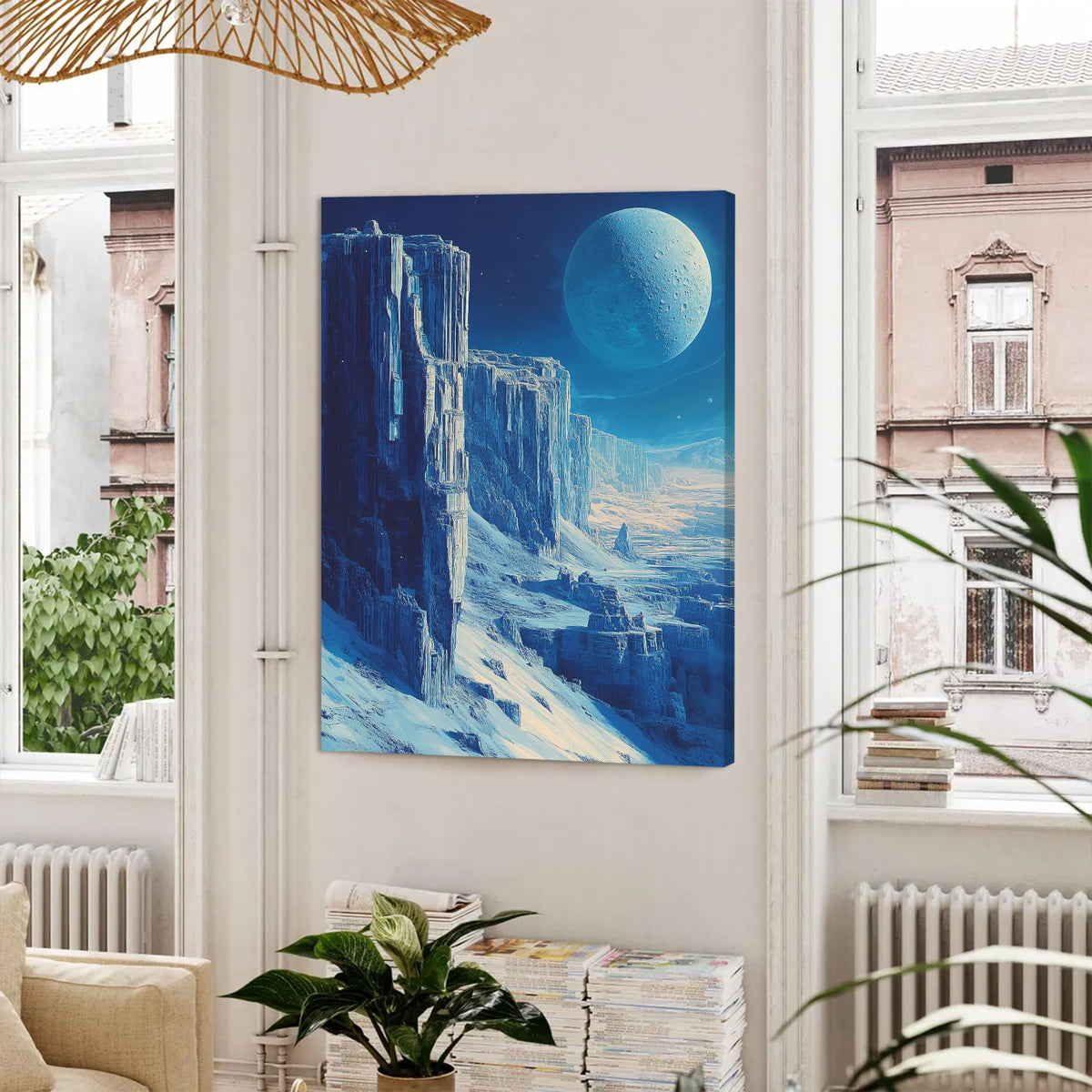 Lunar Horizon Landscape Abstract Canvas Wall Art for Living Room