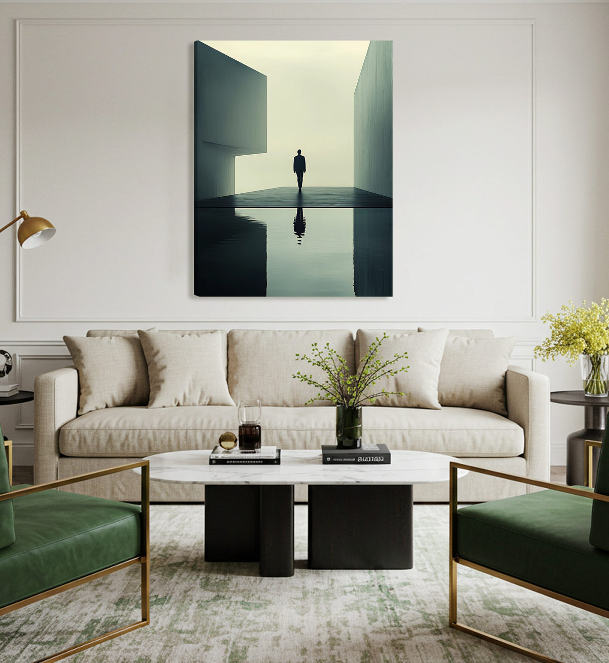 Minimalist Surreal Figure Between Walls – Abstract Canvas Wall Art