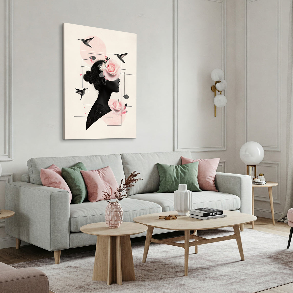Crimson Rose Muse - Elegant Minimalist Canvas Wall Art
