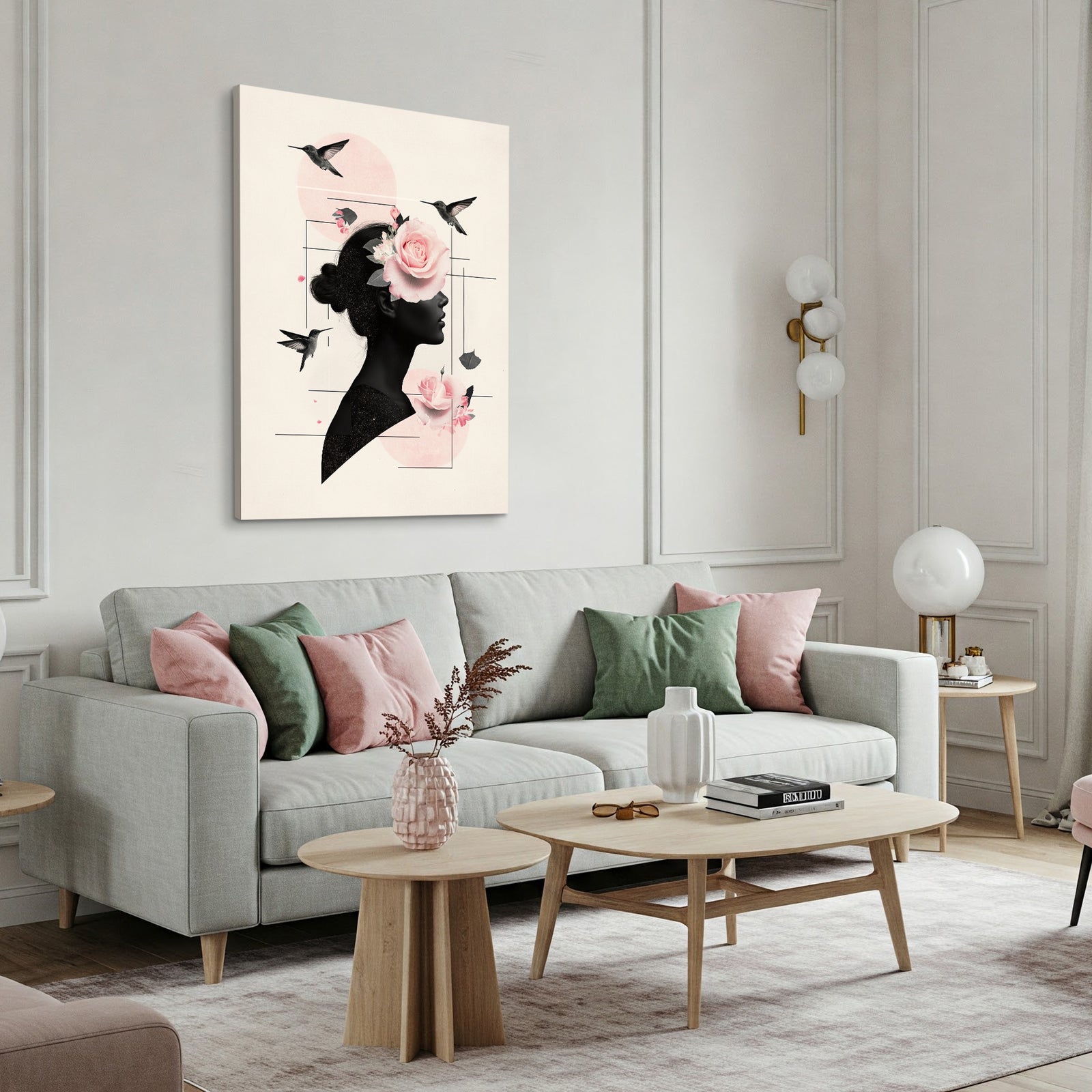 Crimson Rose Muse - Elegant Minimalist Canvas Wall Art