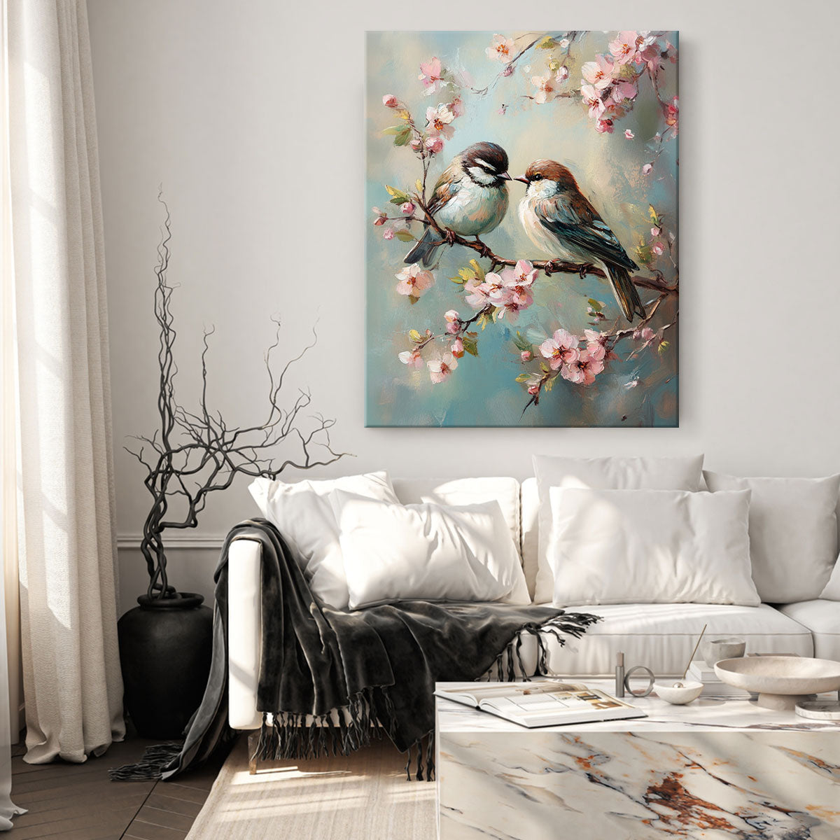 Resting Birds - Vintage Oil Painting Canvas Print