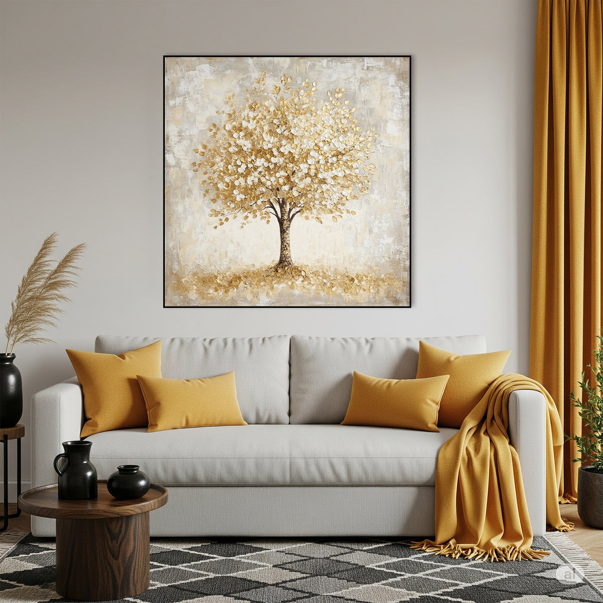 Gilded Elegant Golden Tree Artwork Canvas Print