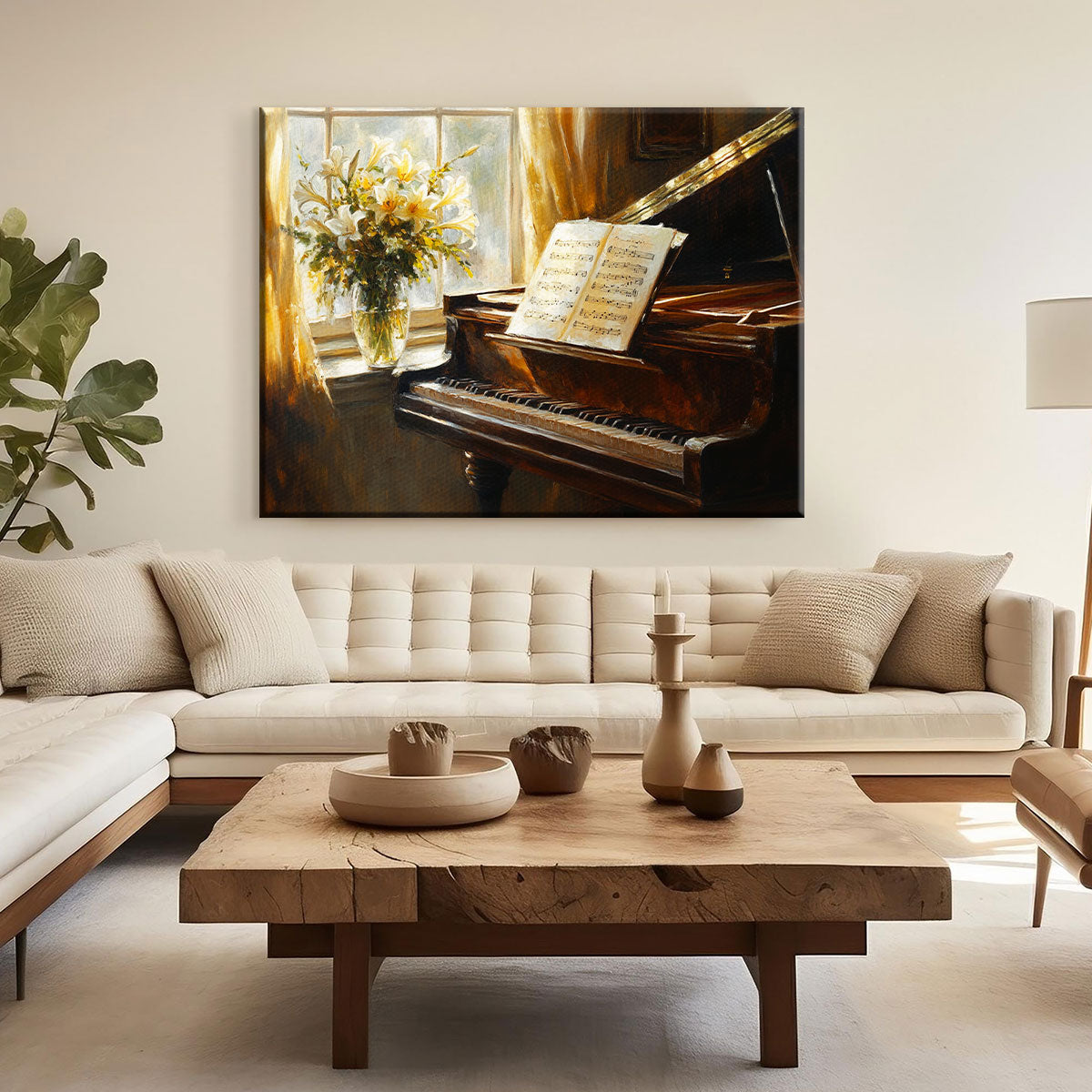 Classic Piano Oil Painting - Musical Canvas Wall Art