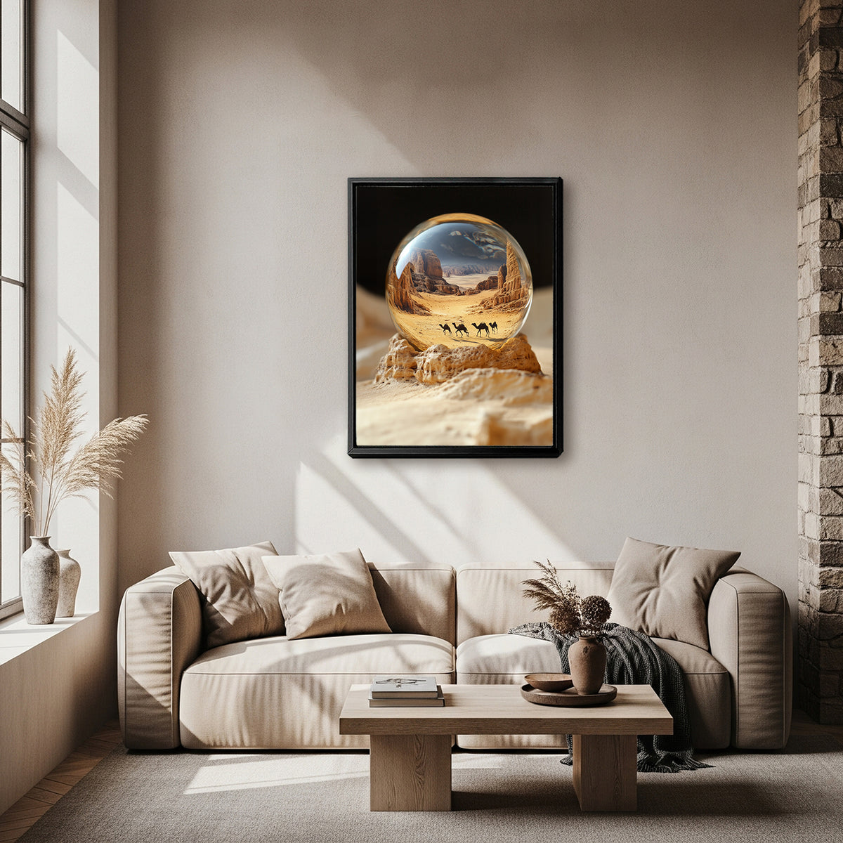 Desert In Glass Orb Surreal Canvas Wall Art Print