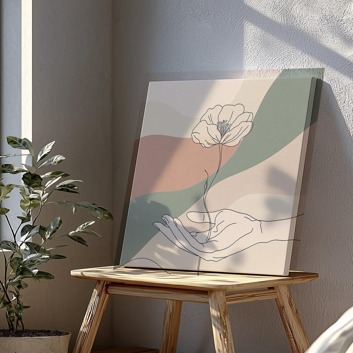 Gentle Touch Minimalist Line Art Canvas Print