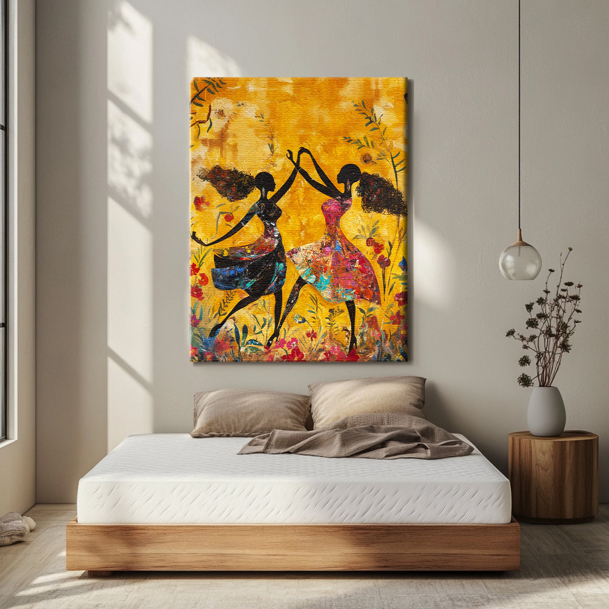 Joyful Dance Vibrant Abstract Canvas Wall Art for Living Room
