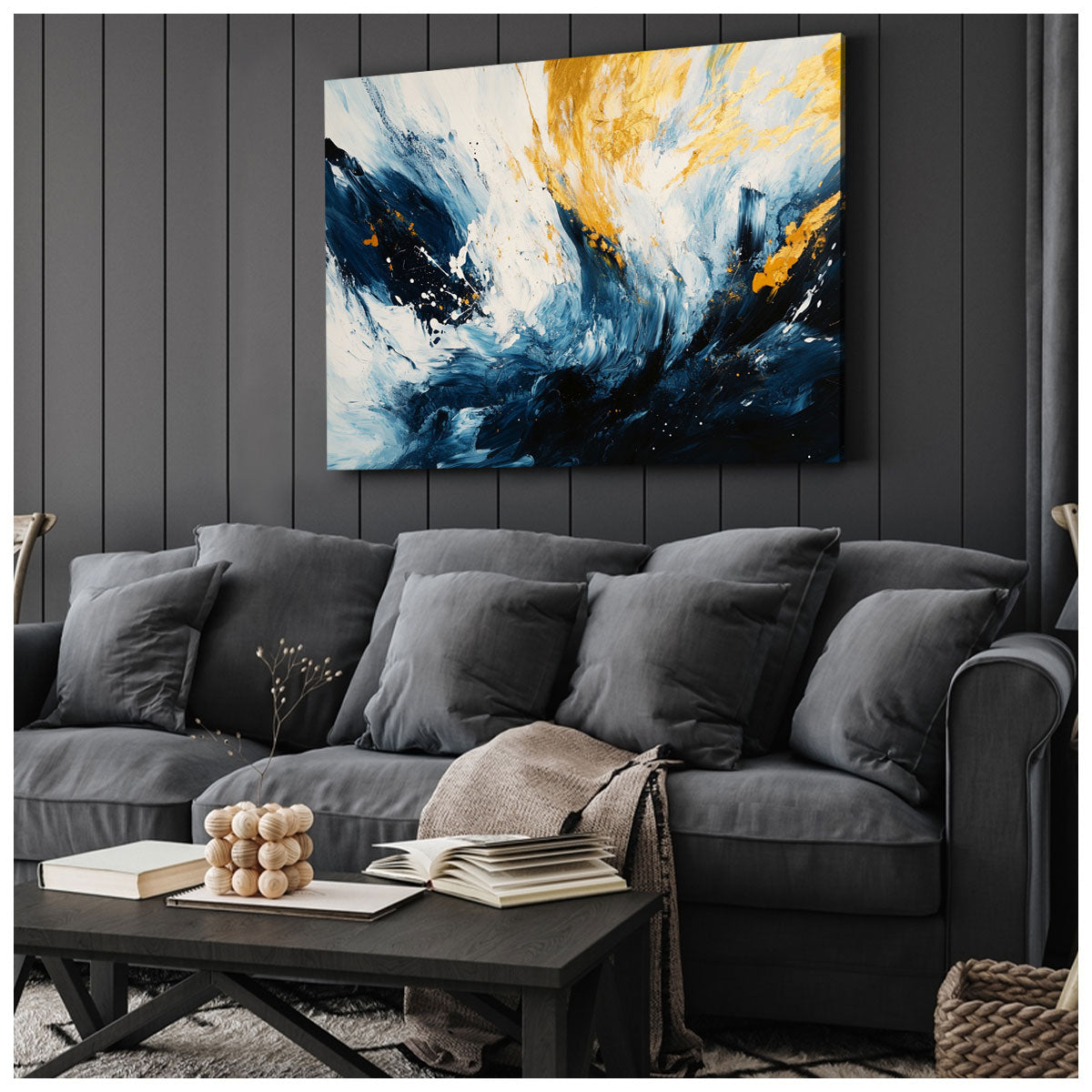 Dynamic Abstract Brushstrokes Modern Canvas Wall Ar
