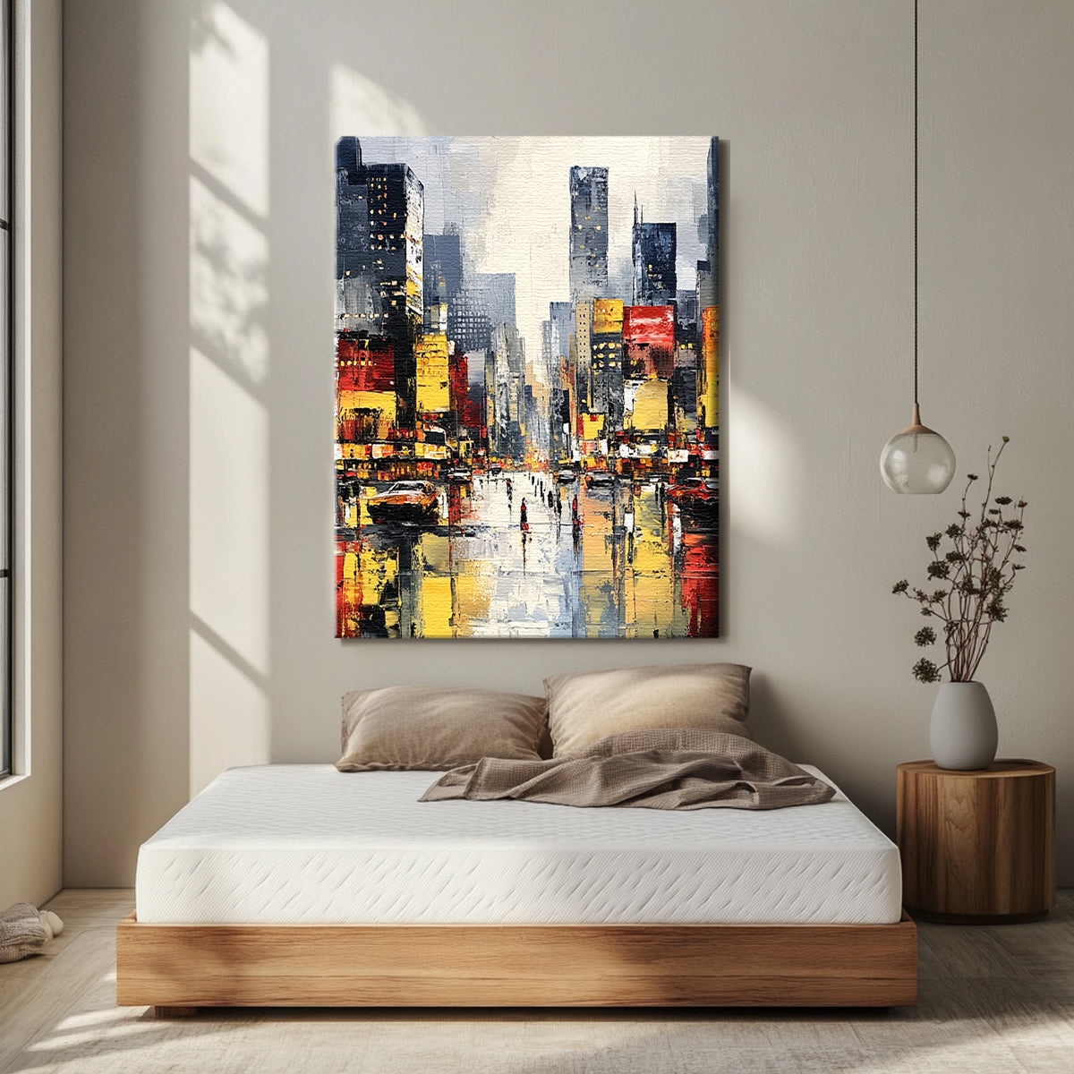 City Lights Contemporary Cityscape Abstract Canvas Wall Art