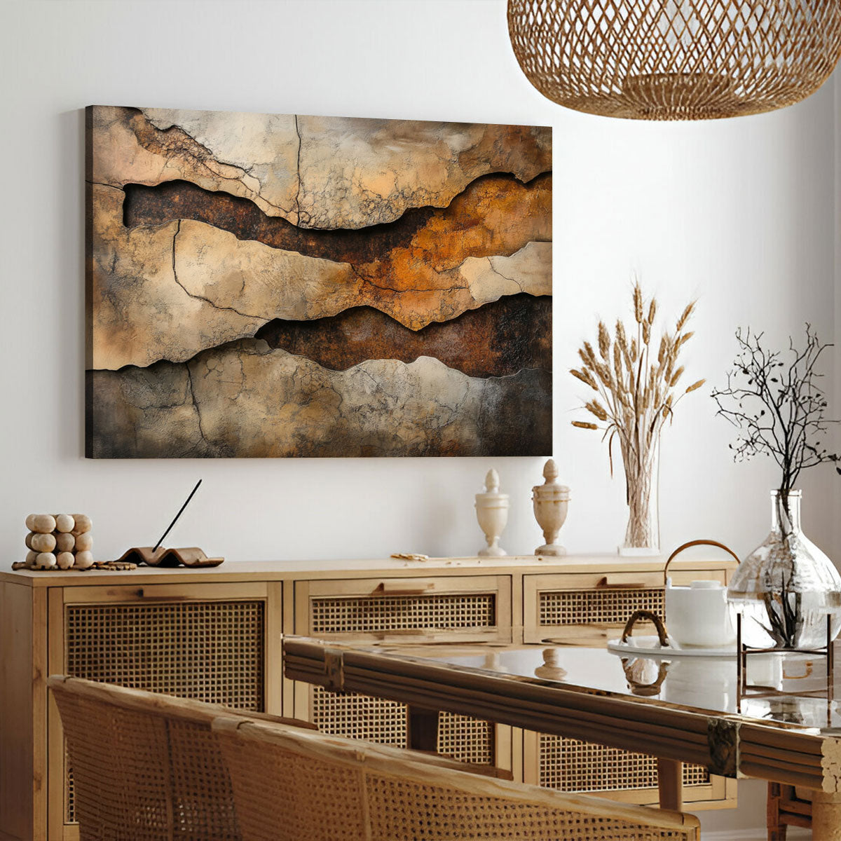 Layered Abstract Canvas Wall Art – Textured Minimalist Painting