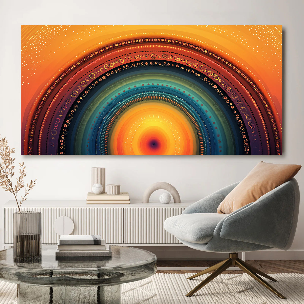 Rainbow Arch Abstract Boho Canvas Wall Art