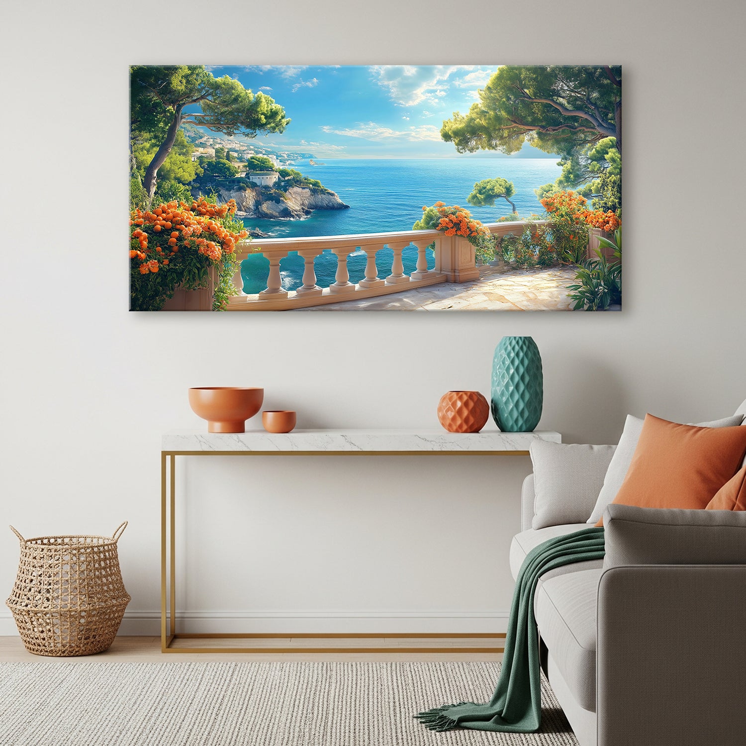 Panoramic Villa View With Sea Breeze Canvas Wall Art