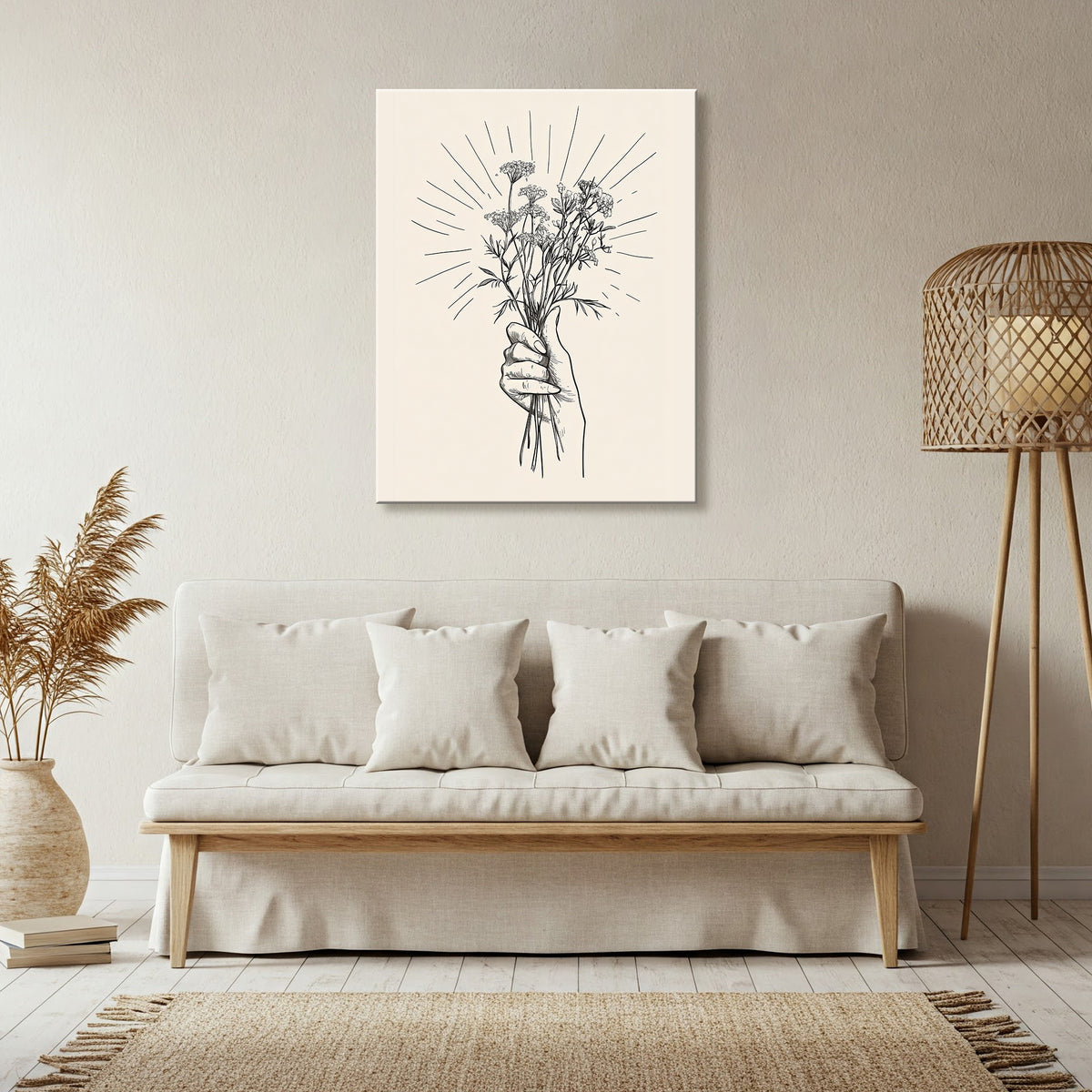 Wildflower Hand Boho Canvas Art