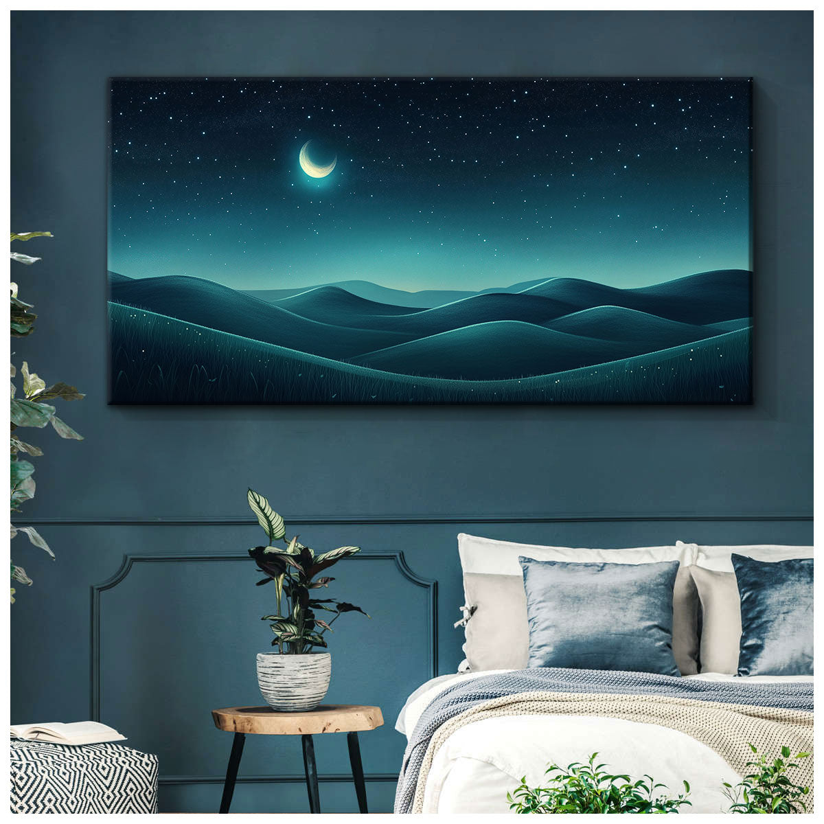 Dreamy Moon Boho Wall Decor Canvas