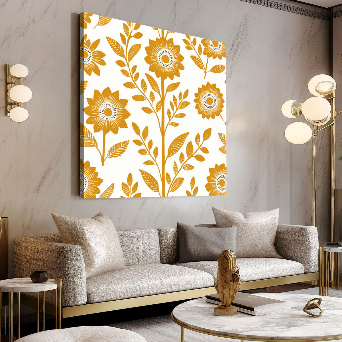 Golden Daisy Grid Boho Wall Decor