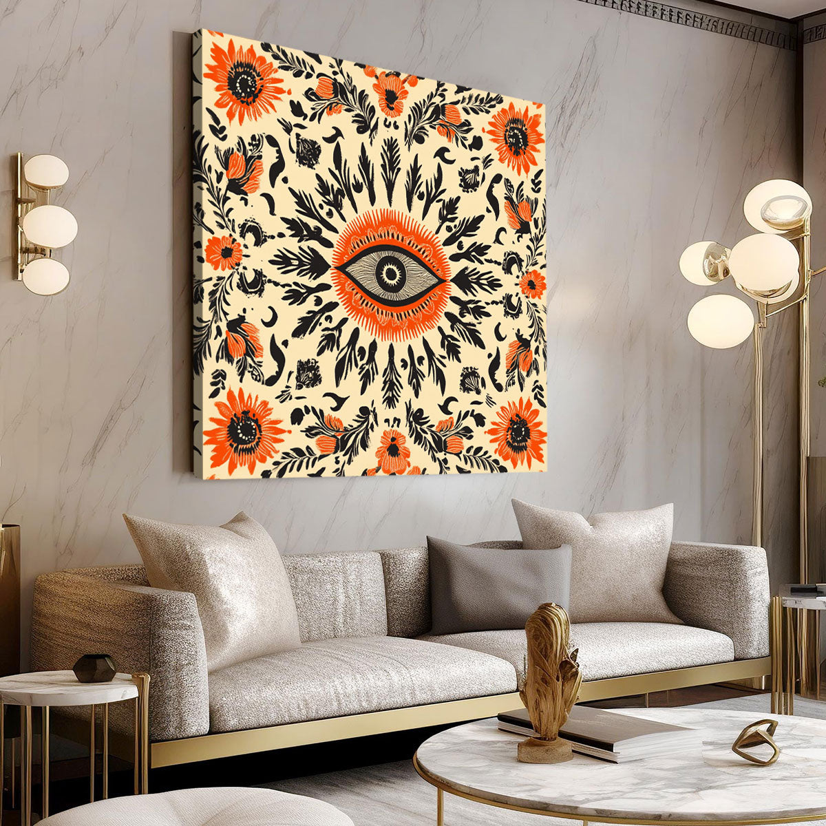 Golden Daisy Grid Boho Wall Decor