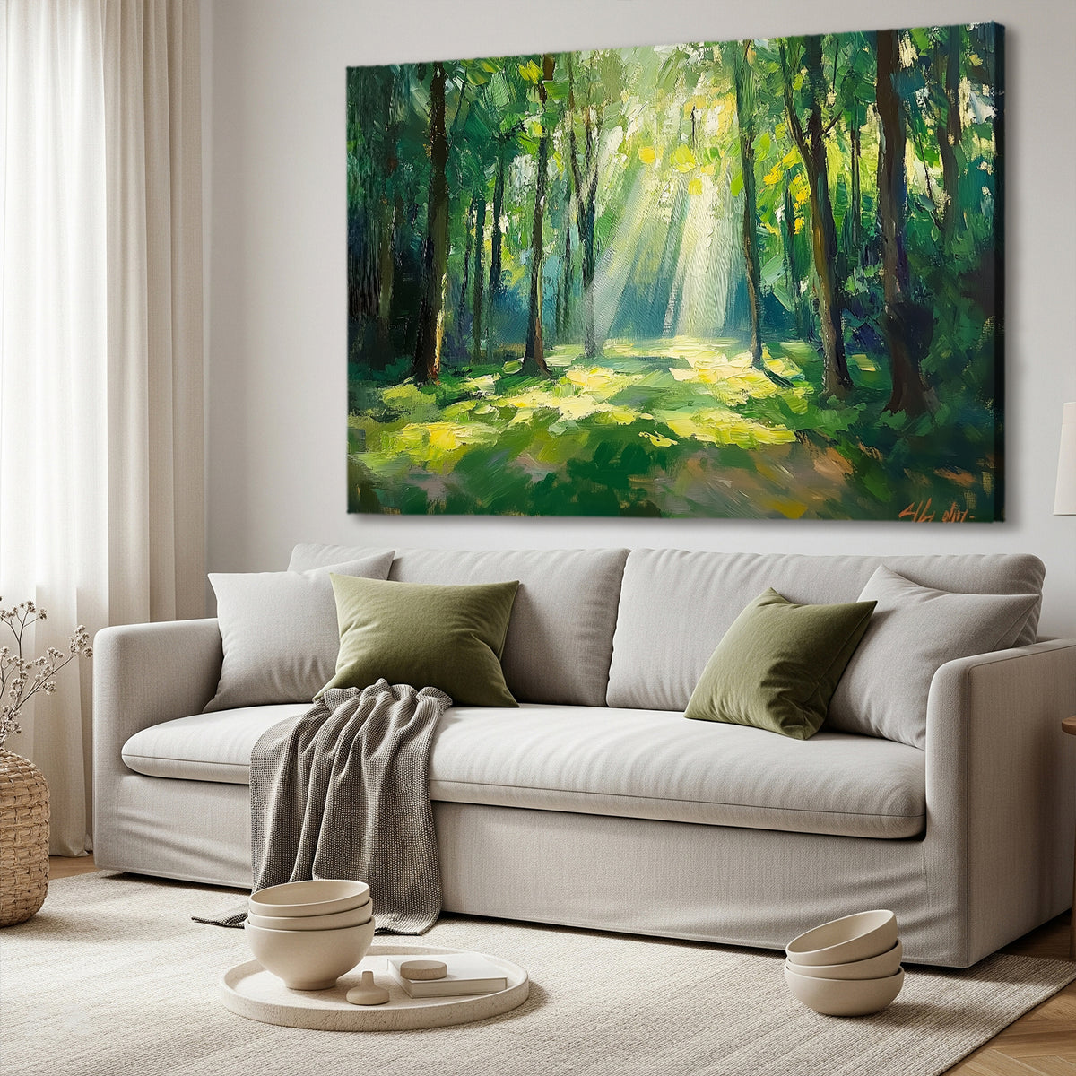 Lush Green Forest Fine Art Oil Canvas Wall Art
