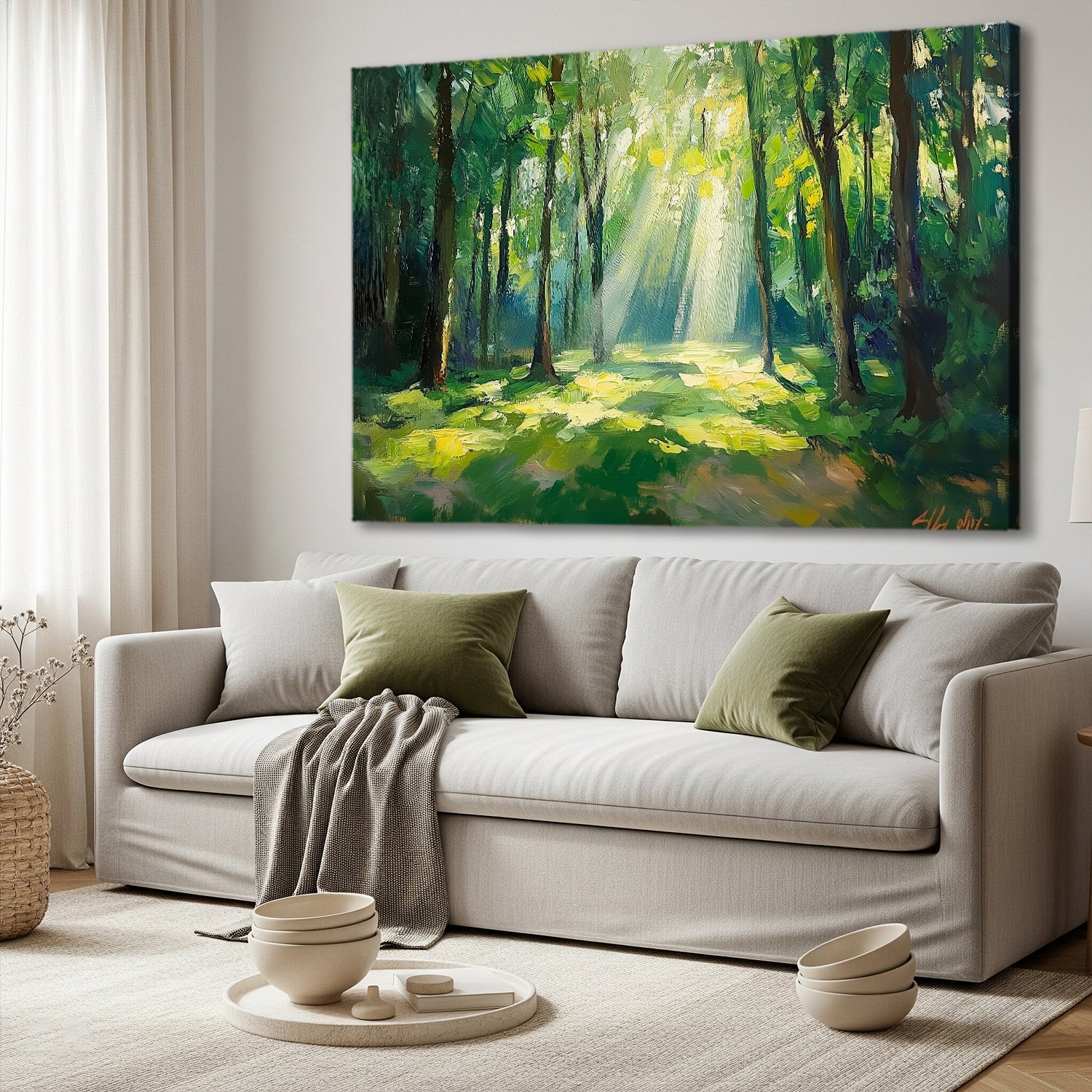 Lush Green Forest Fine Art Oil Canvas Wall Art