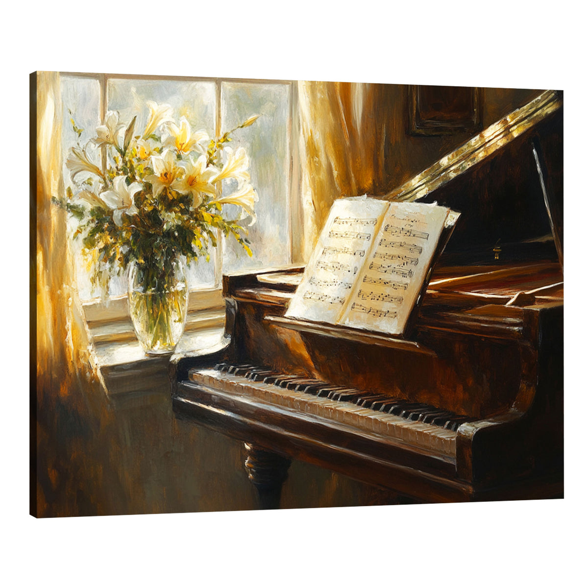 Classic Piano Oil Painting - Musical Canvas Wall Art
