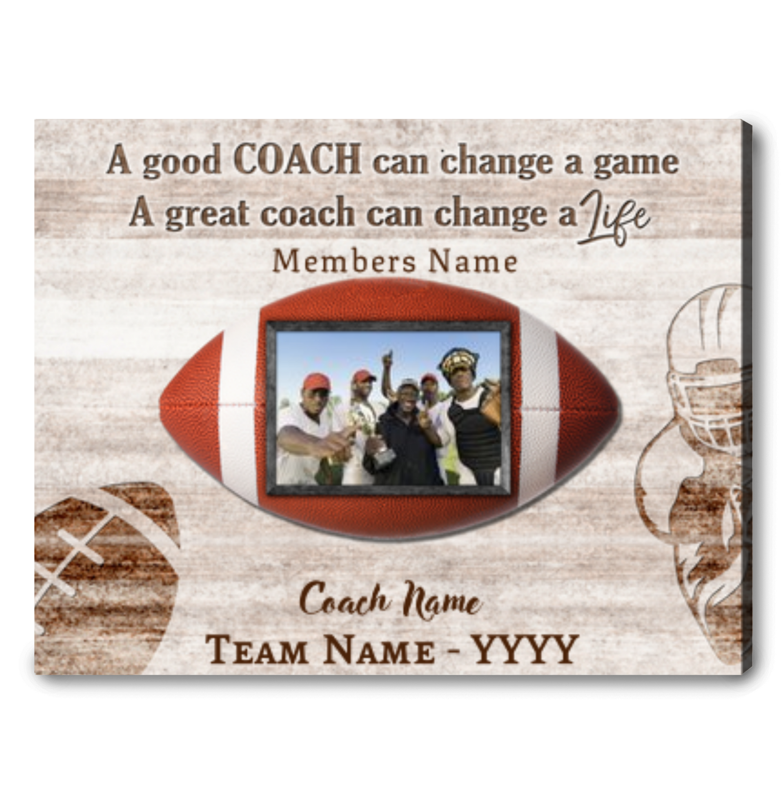Personalized Gift Idea For Football Coach Thank You Football Coach Canvas