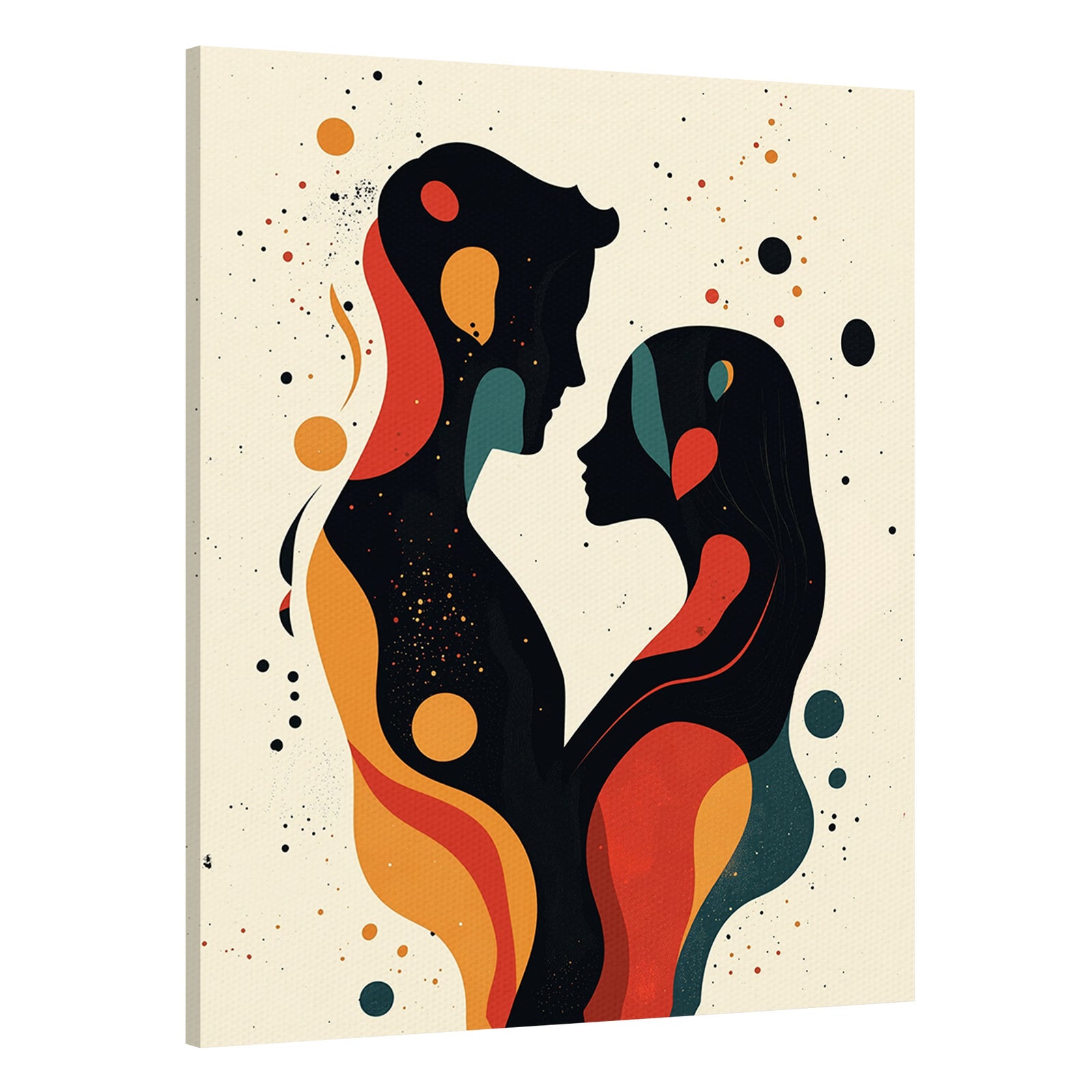 Abstract Lovers Silhouette Canvas Wall Art Print