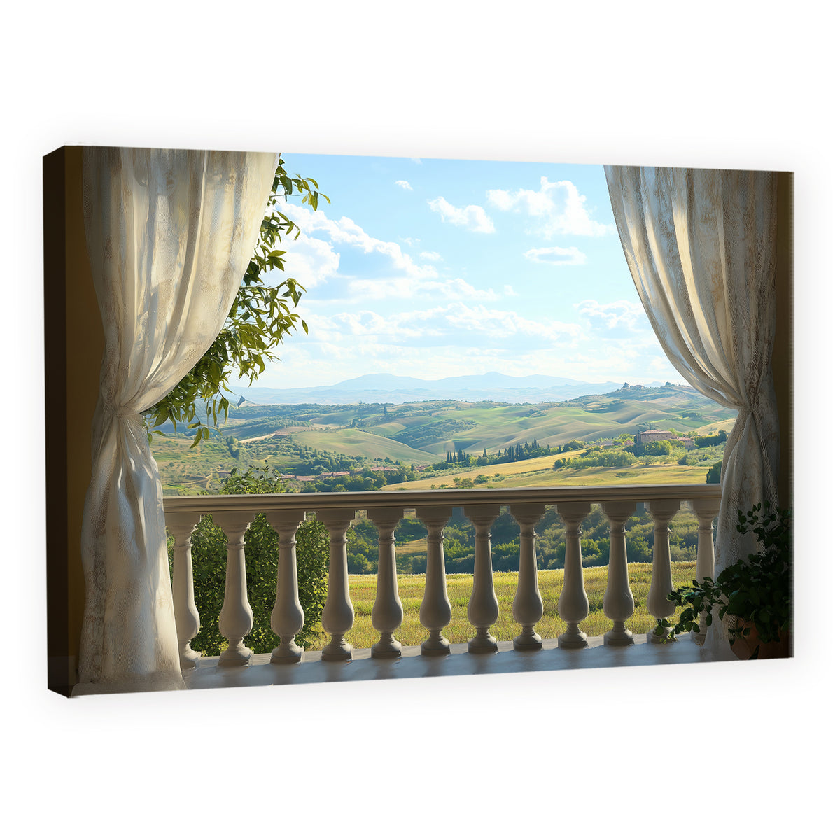 Balcony View Over Tuscan Hills - Oil Painting Canvas Art