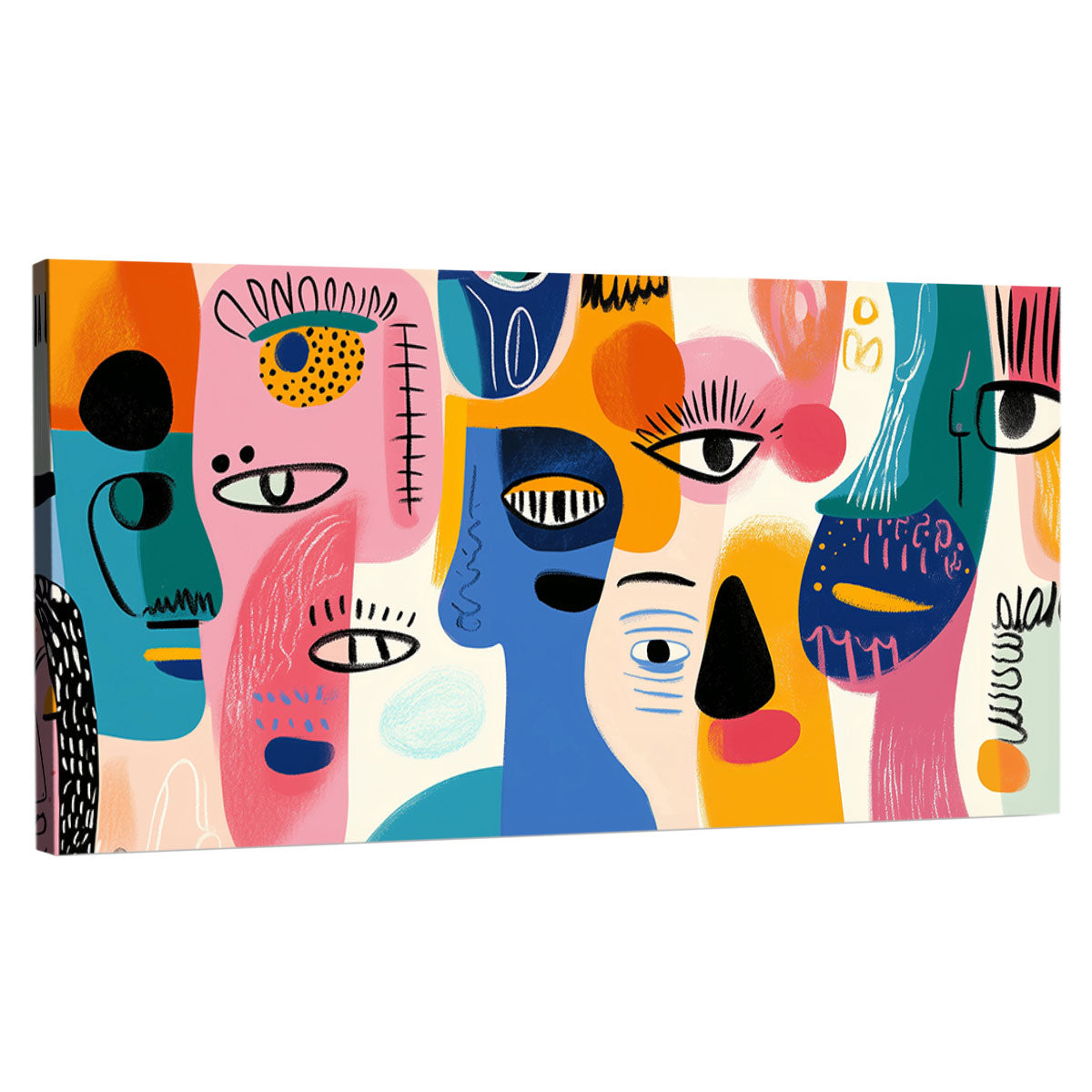Modern Tribal Faces Canvas Fine Arts Print