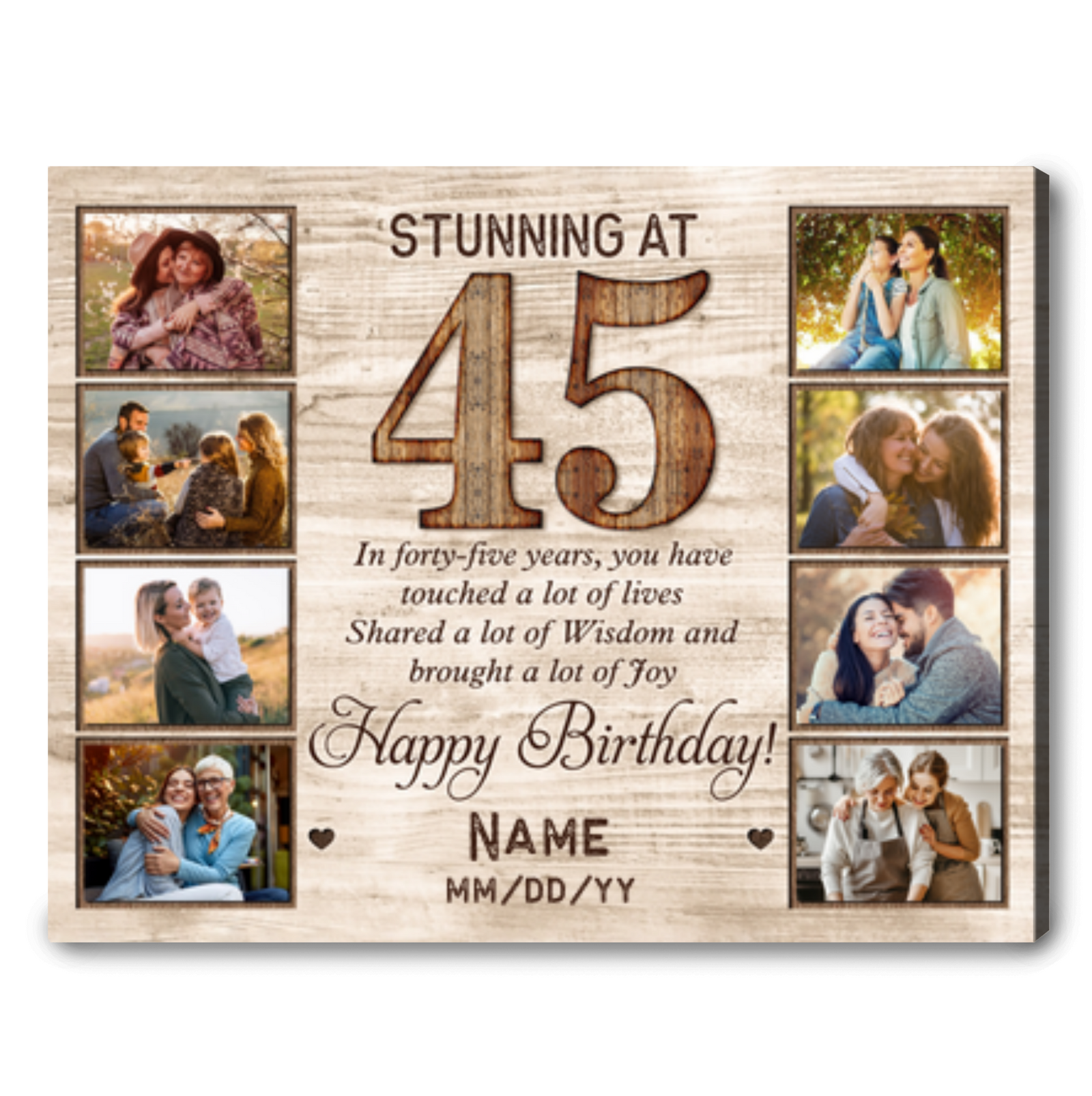 Personalized 45th Birthday Canvas Print Sentimental Gift For 45th Birthday