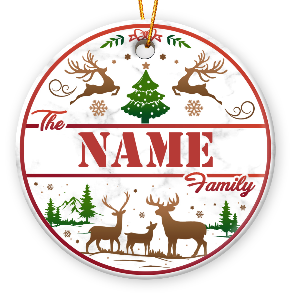 Custom Family Christmas Ceramic Ornament Holiday Keepsake Gift