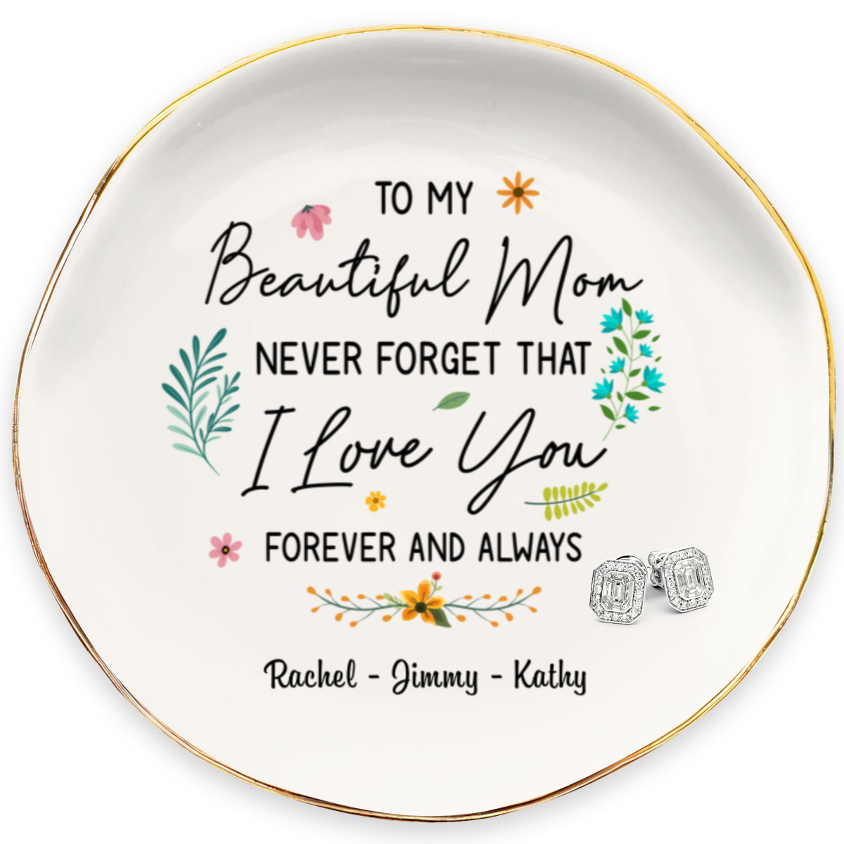 My Beautiful Mom Personalized Name Jewelry Dish Gift For Mom