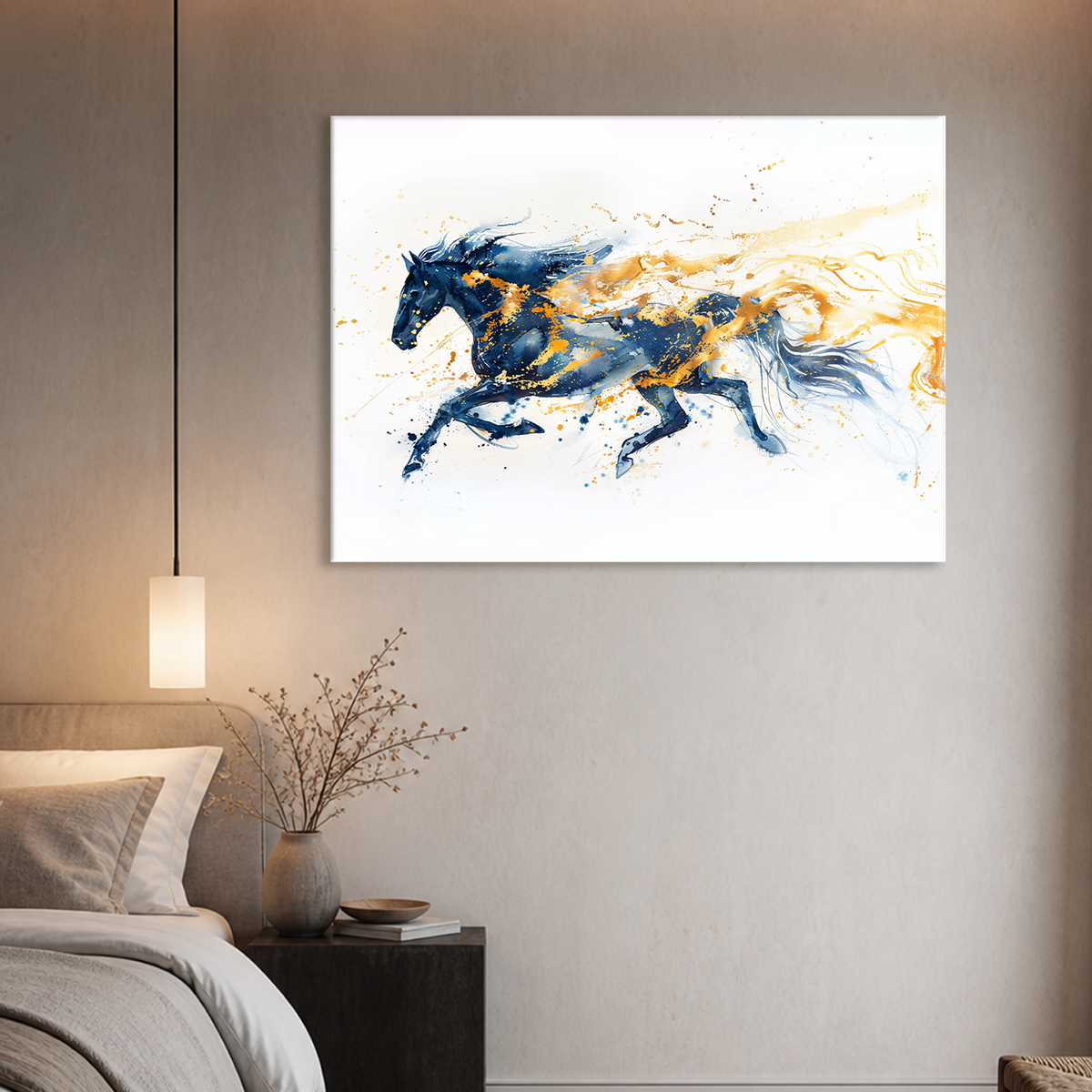 Abstract Running Horse Canvas Wall Art Modern Equestrian Decor Gift For Horse Lovers
