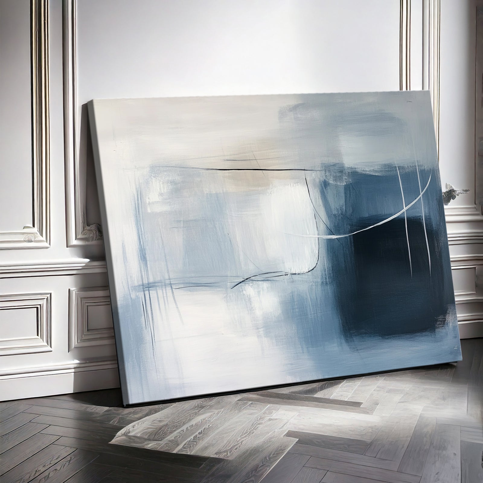 Muted Gray Abstract Canvas Wall Art – Calming Minimalist Painting
