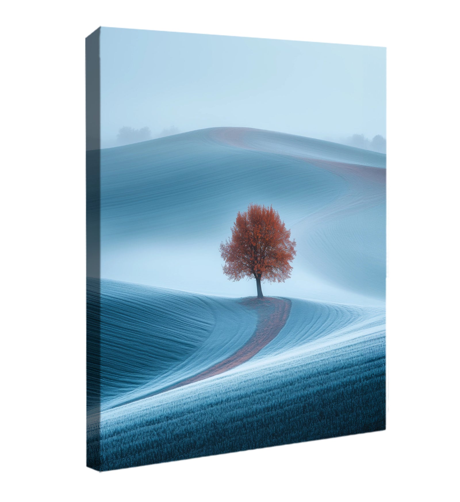 Boho Foggy Field Wall Art with High-Contrast Lone Tree