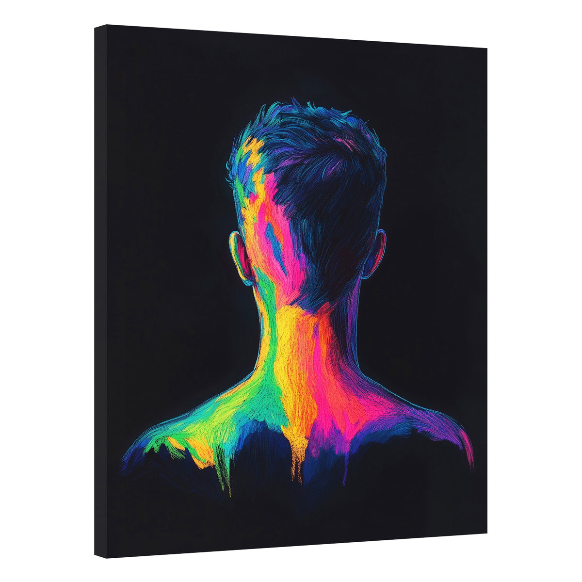Pop Art Man Back Portrait Canvas Wall Art