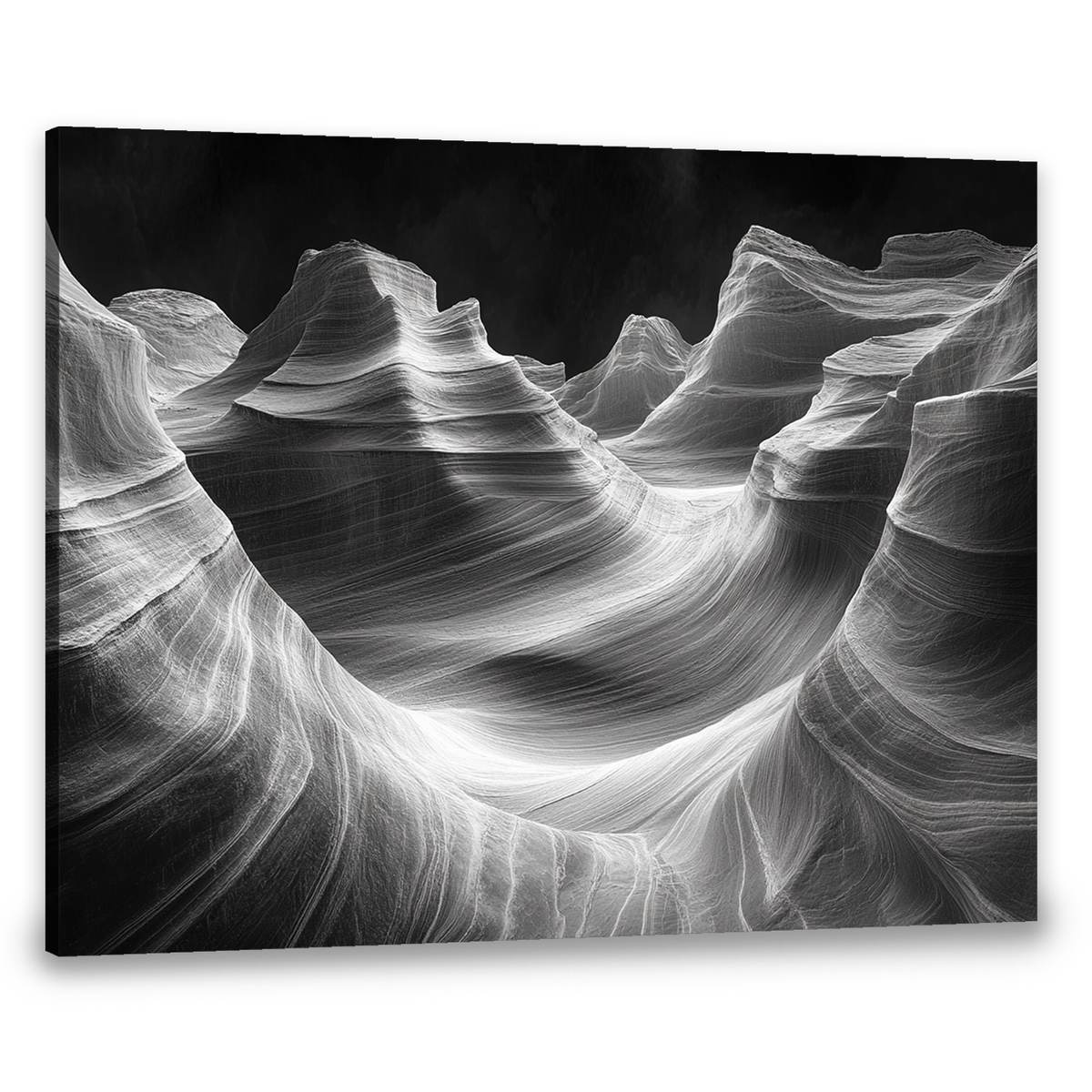 Ethereal Waves Monochromatic Abstract Canvas Wall Art