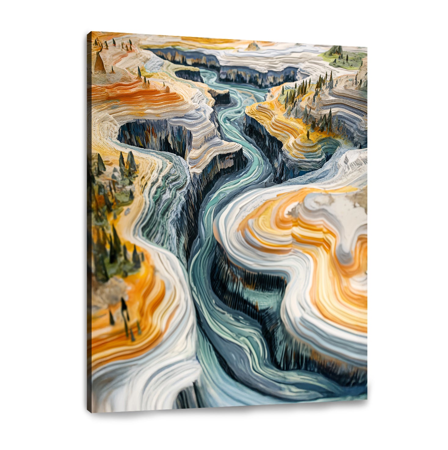 River Canyon Landscape Abstract Canvas Wall Art for Living Room
