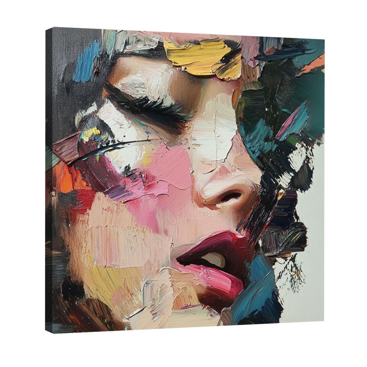 Abstract Textured Woman Portrait Canvas Wall Art