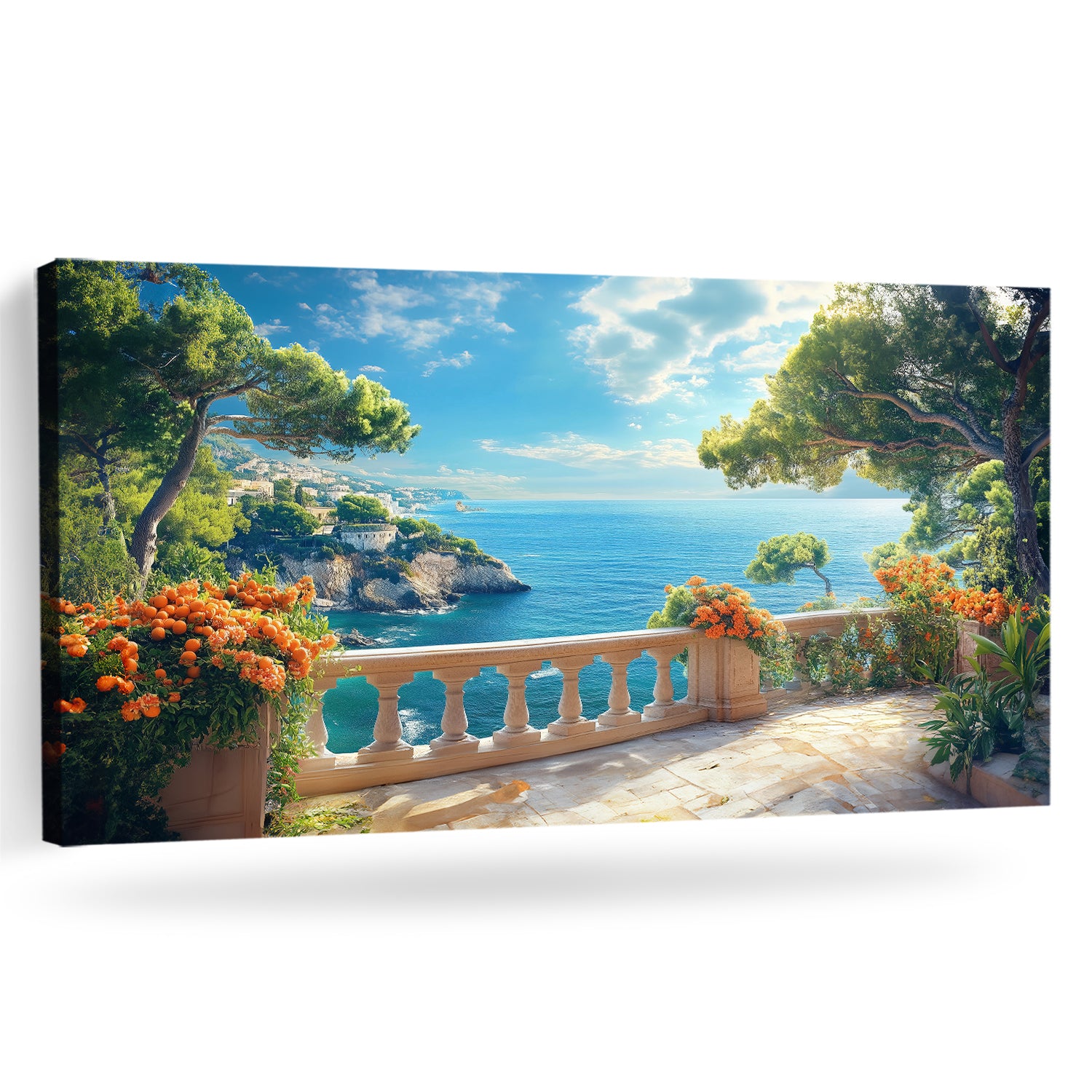 Panoramic Villa View With Sea Breeze Canvas Wall Art
