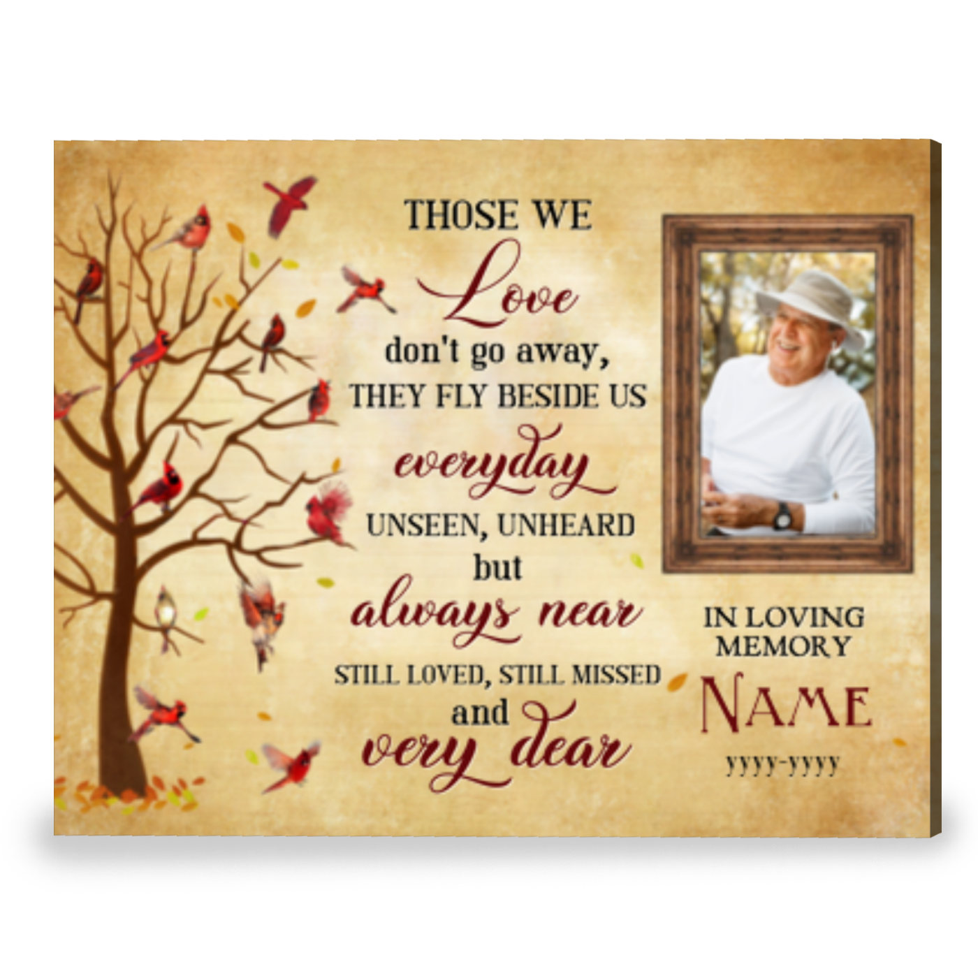 Cardinal Memorial Art Sympathy Gift For Loss Of Loved One Customized Canvas