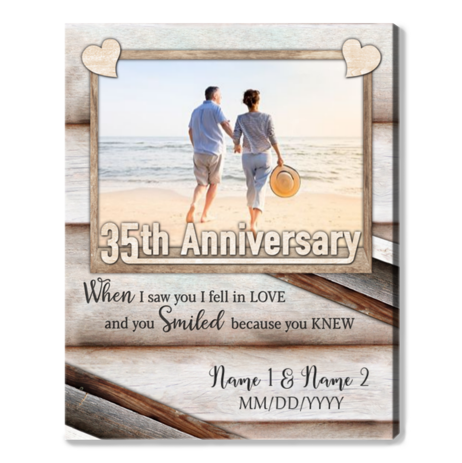 Happy 35th Wedding Anniversary Custom Photo Canvas Print