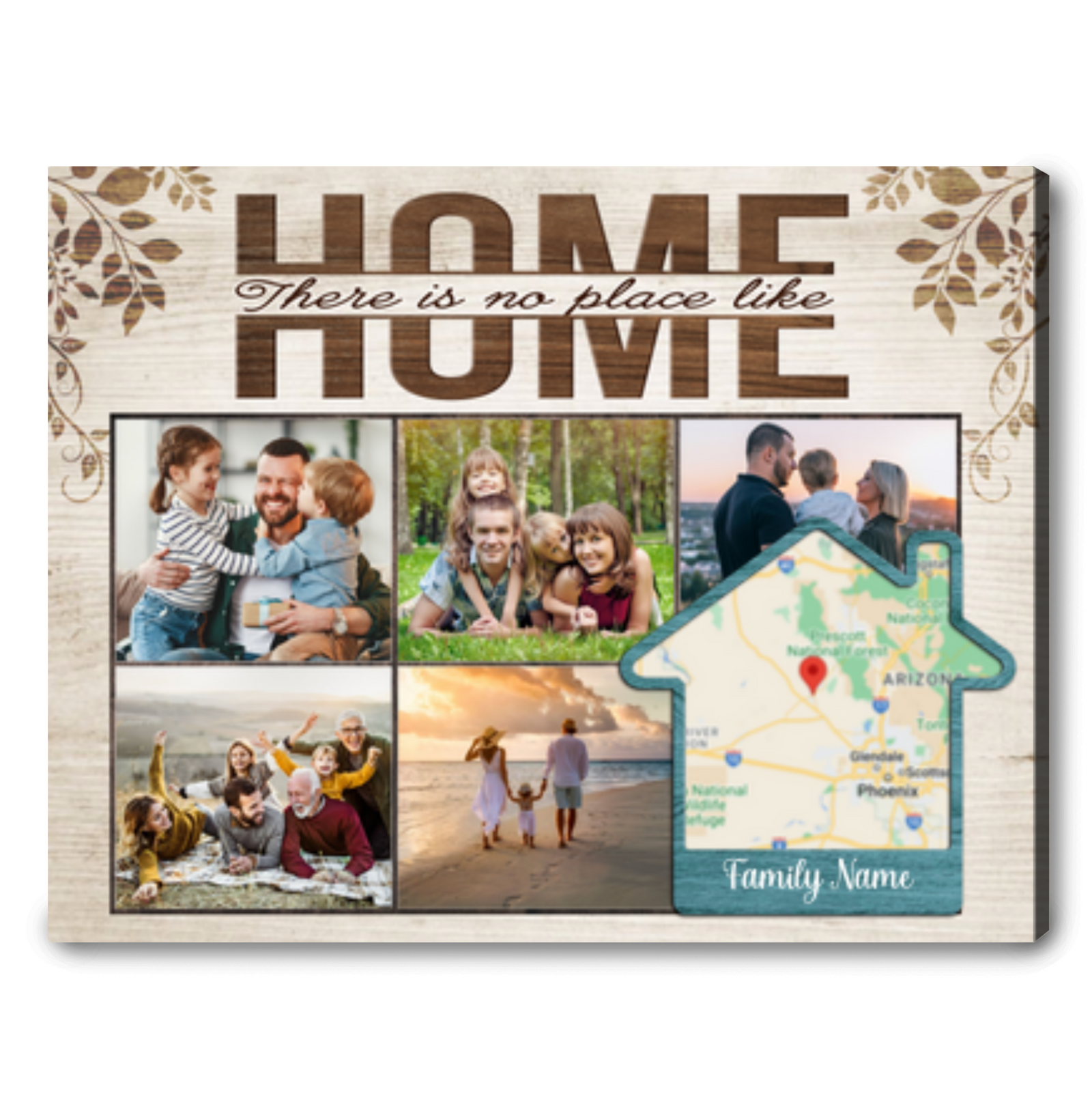 Unique Housewarming Gift Personalized Map Location Wall Art For Family